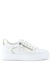 Pavers White Wide Fit Chunky Lace-Up Trainers - Image 1 of 5