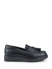 Pavers Black Wide Fit Tasselled Chunky Moccasins Shoes - Image 1 of 5