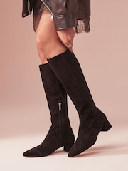 B by Ted Baker Black Leather Sock Knee High Boots - Image 1 of 8