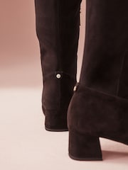 B by Ted Baker Black Leather Sock Knee High Boots - Image 3 of 8