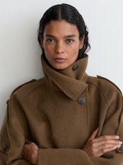 Reiss Lea Wool-Blend Funnel-Neck Blindseam Coat - 10суретінің 9 суреті