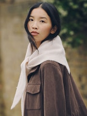 Oatmeal Large Ribbed Triangle Scarf - Image 2 of 8