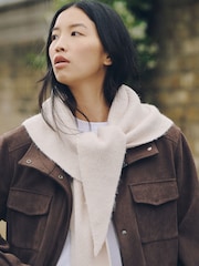 Oatmeal Large Ribbed Triangle Scarf - Image 5 of 8