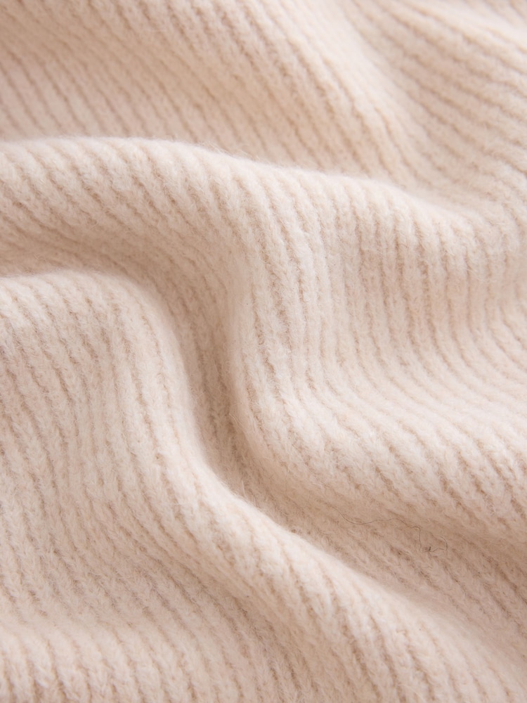 Oatmeal Large Ribbed Triangle Scarf - Image 8 of 8 Oatmeal Large Ribbed Triangle Scarf - Image 8 of 8
