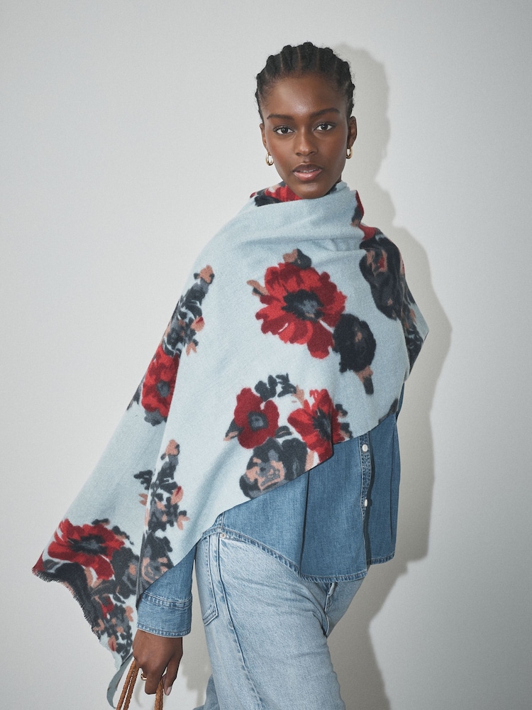 Estampa floral azul - Scarfde peso médio - Imagem 1 de 7