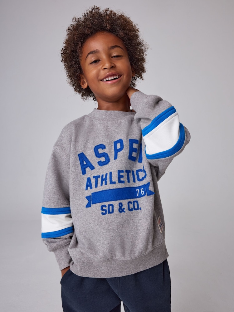 Superdry Grey Marl/Navy Sweatshirt and Joggers Set 2 Piece - Image 2 of 10 Superdry Grey Marl/Navy Sweatshirt and Joggers Set 2 Piece - Image 2 of 10