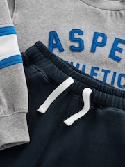 Superdry Grey Marl/Navy Sweatshirt and Joggers Set 2 Piece - Image 9 of 10