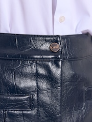 Lipsy Navy Faux Leather Tailored Wide Leg Trousers - Image 2 of 6