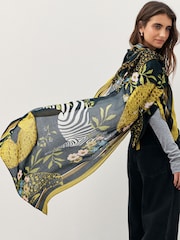 Black/Gold Floral Print Lightweight Scarf - Image 2 of 4