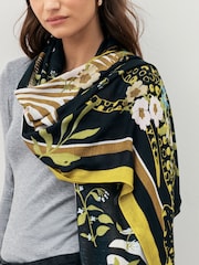 Black/Gold Floral Print Lightweight Scarf - Image 4 of 4
