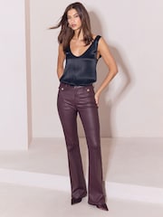 Lipsy Burgundy Red High Waist Glam Flare Leg Jeans - Image 1 of 5