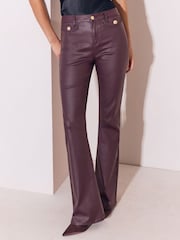 Lipsy Burgundy Red High Waist Glam Flare Leg Jeans - Image 2 of 5