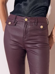Lipsy Burgundy Red High Waist Glam Flare Leg Jeans - Image 3 of 5