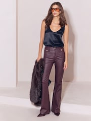 Lipsy Burgundy Red High Waist Glam Flare Leg Jeans - Image 4 of 5