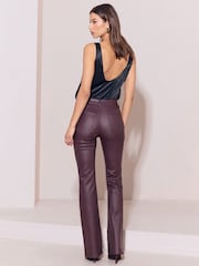 Lipsy Burgundy Red High Waist Glam Flare Leg Jeans - Image 5 of 5