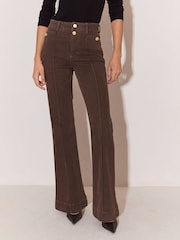 Lipsy Chocolate Brown Rinse High Waist Relaxed Flare Jeans - Image 2 of 6