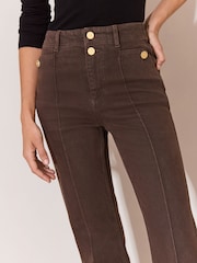 Lipsy Chocolate Brown Rinse High Waist Relaxed Flare Jeans - Image 3 of 6