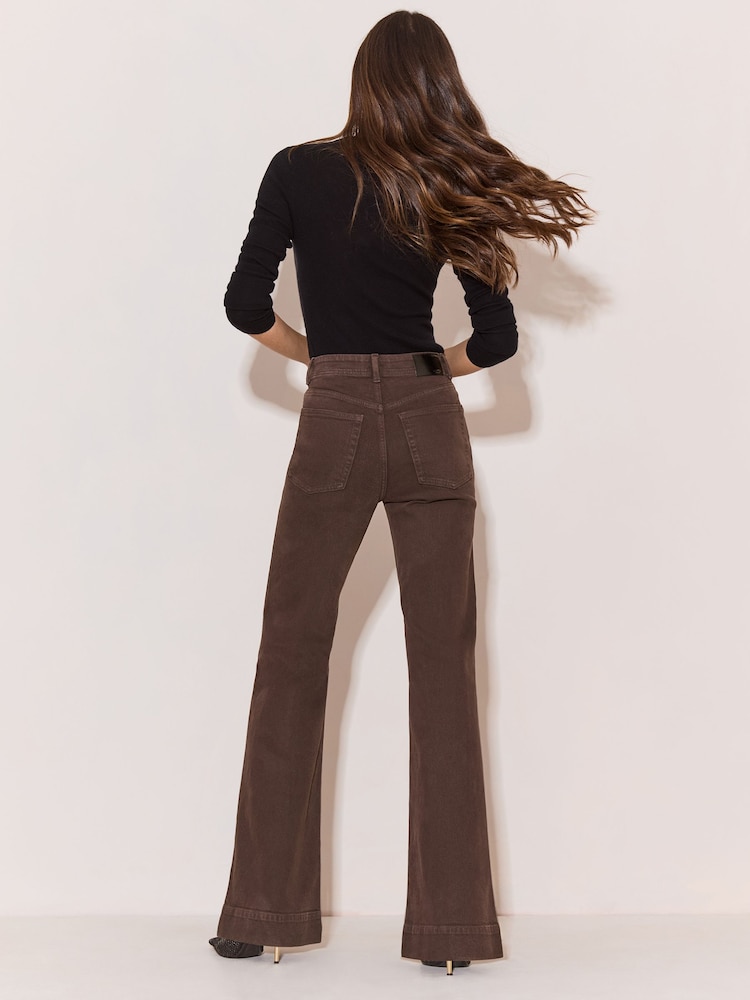 Lipsy Chocolate Brown Rinse High Waist Relaxed Flare Jeans - Image 6 of 6 Lipsy Chocolate Brown Rinse High Waist Relaxed Flare Jeans - Image 6 of 6