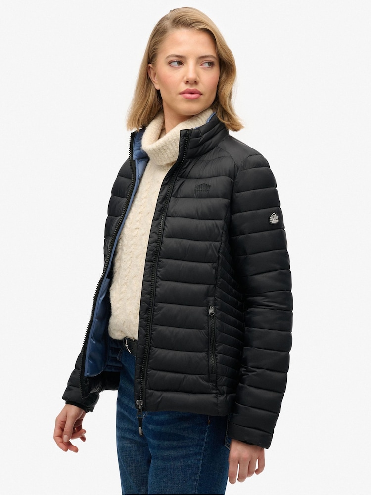 Superdry Black Fuji Lite Padded Jacket - Image 2 of 7 Superdry Black Fuji Lite Padded Jacket - Image 2 of 7