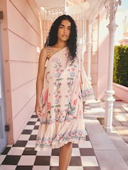Cath Kidston Ecru One Shoulder Flamingo Dress - Image 1 of 3