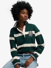 ירוק - Superdry Crest Stripe Rugby Shirt - תמונה 1 מתוך 5