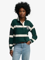 ירוק - Superdry Crest Stripe Rugby Shirt - תמונה 2 מתוך 5