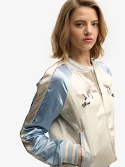 Superdry Blue Suikajan Embroidered Bomber Jacket - Image 1 of 7