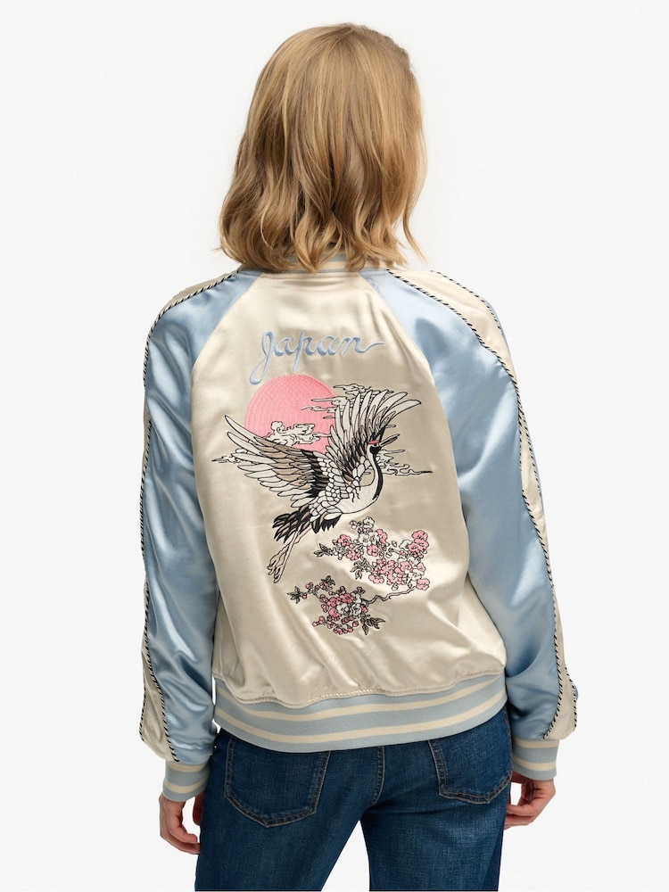 Superdry Blue Suikajan Embroidered Bomber Jacket - Image 2 of 7