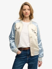 Superdry Blue Suikajan Embroidered Bomber Jacket - Image 3 of 7