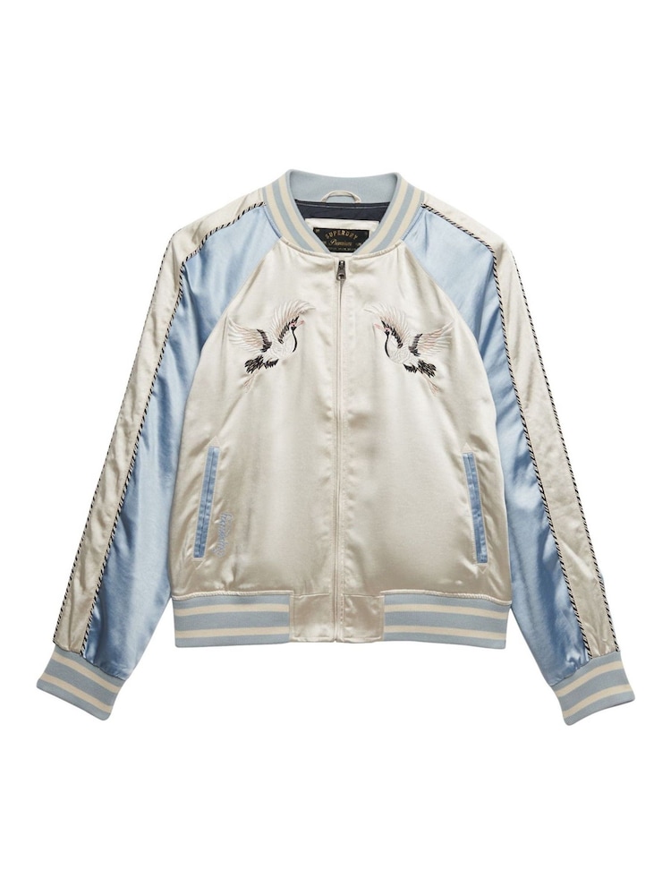 Superdry Blue Suikajan Embroidered Bomber Jacket - Image 7 of 7