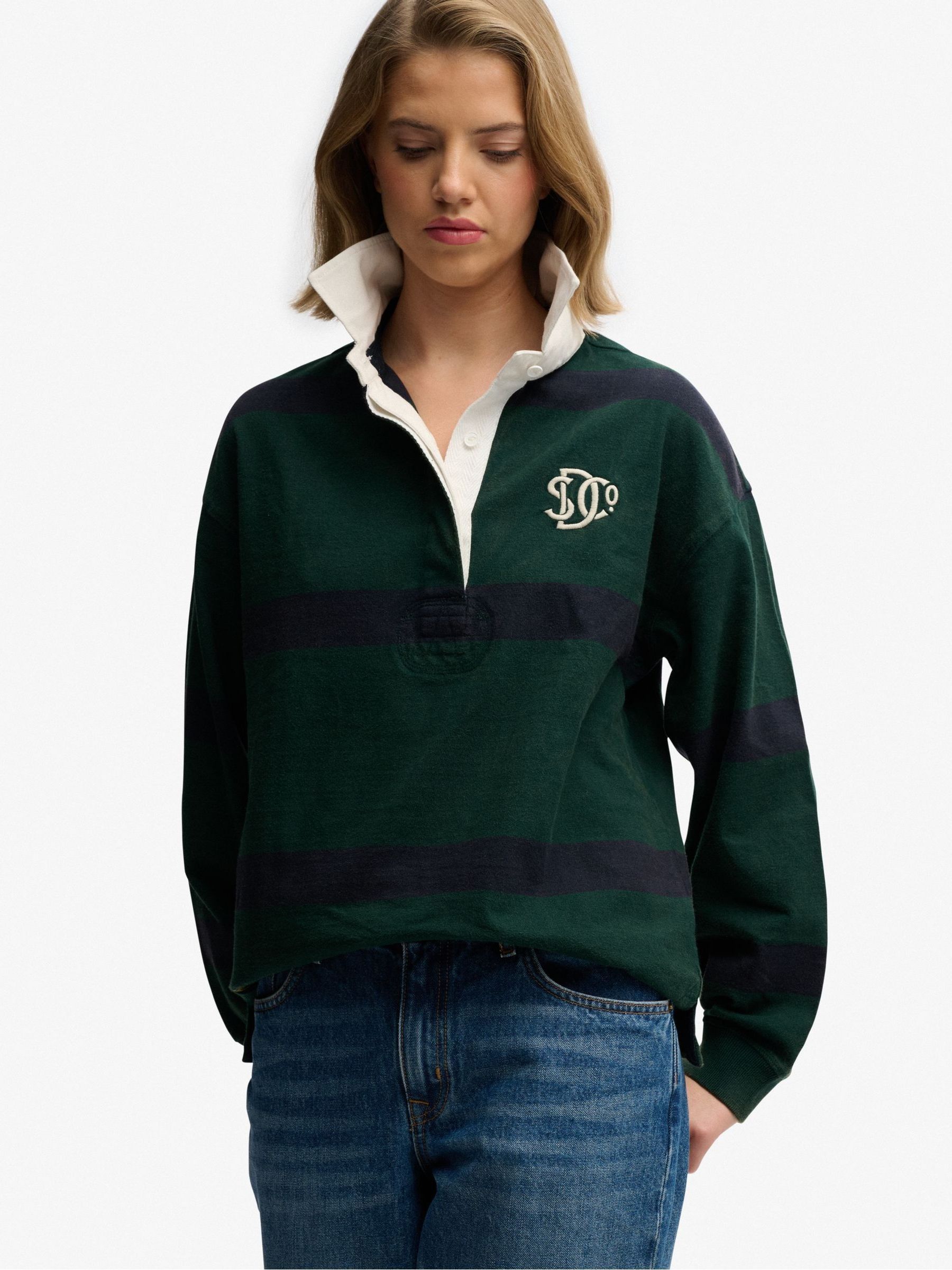 Buy Superdry Green Heritage Stripe Rugby Shirt from Next USA