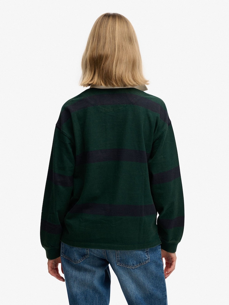 ירוק - Superdry חולצת רוגבי עם פסים, קולקציית Heritage - תמונה 2 מתוך 7