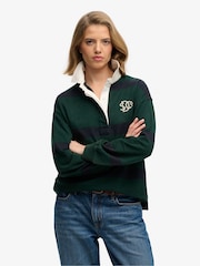 ירוק - Superdry חולצת רוגבי עם פסים, קולקציית Heritage - תמונה 3 מתוך 7