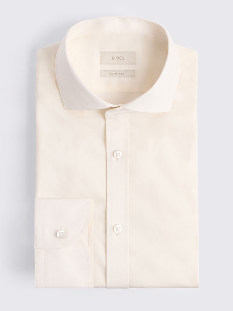 Off White - قميص تلبيس رشيق قابل للتمدد من Moss - Image 3 of 3