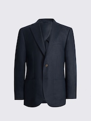 MOSS Blue Regular Fit Twill Linen Suit Jacket - Image 5 of 5