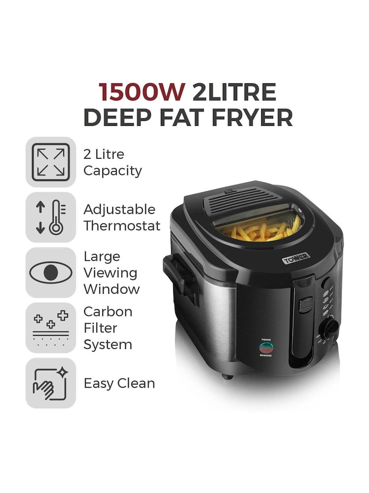 Tower Black 2L Deep Fat Fryer - Image 2 of 12 Tower Black 2L Deep Fat Fryer - Image 2 of 12