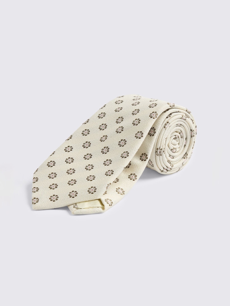 MOSS Cream Italian Silk Medallion Tie - Image 1 of 2