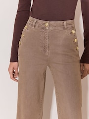 Neutralny - Lipsy High Waist Sailor Buttons Wide Leg Jeans - Obraz 4 z 6