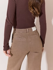 Neutralny - Lipsy High Waist Sailor Buttons Wide Leg Jeans - Obraz 5 z 6