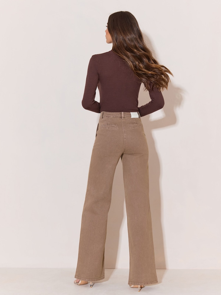 Neutralny - Lipsy High Waist Sailor Buttons Wide Leg Jeans - Obraz 6 z 6 Neutralny - Lipsy High Waist Sailor Buttons Wide Leg Jeans - Obraz 6 z 6
