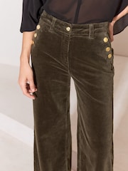 Oliwkowa zieleń - Lipsy High Waist Sailor Buttons Wide Leg Jeans - Obraz 4 z 6