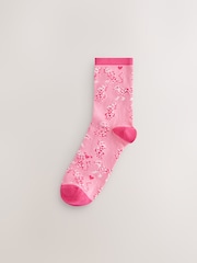 Pink/Red Hearts Leopard Ankle Socks 4 Pack - Image 2 of 7