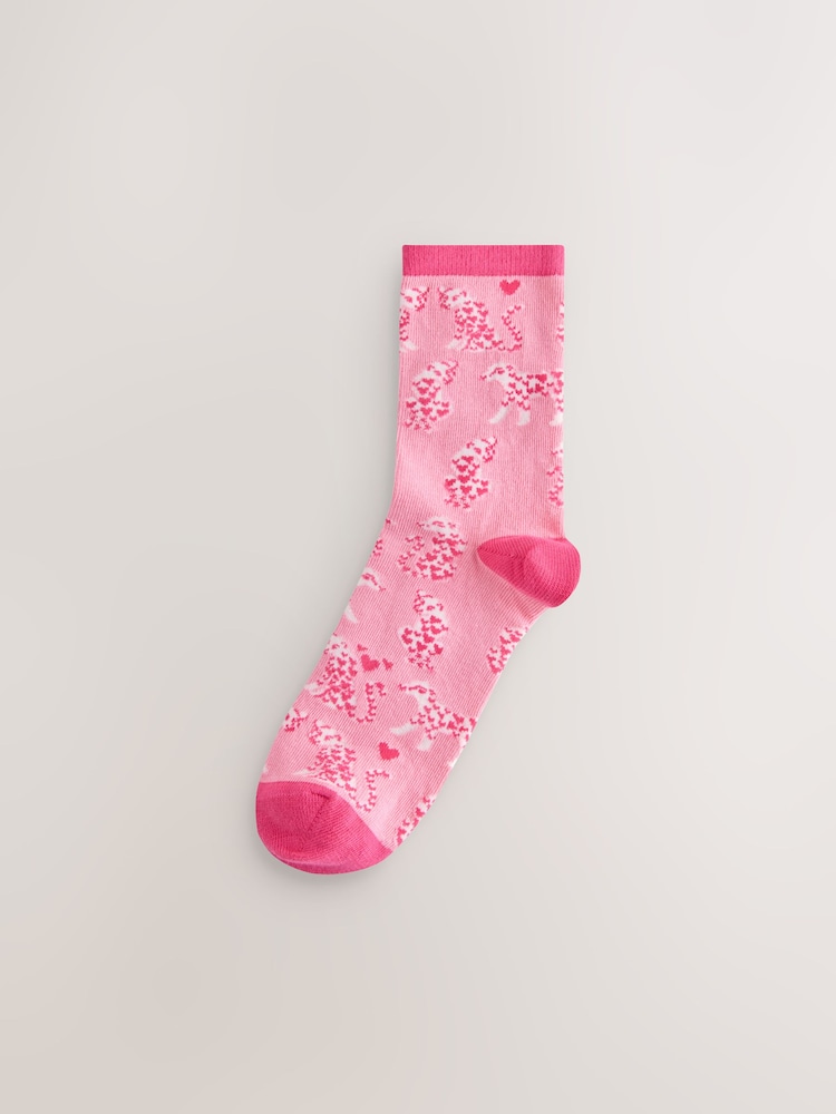 Pink/Red Hearts Leopard Ankle Socks 4 Pack - Image 2 of 7 Pink/Red Hearts Leopard Ankle Socks 4 Pack - Image 2 of 7
