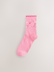 Pink/Red Hearts Leopard Ankle Socks 4 Pack - Image 4 of 7
