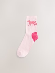 Pink/Red Hearts Leopard Ankle Socks 4 Pack - Image 5 of 7