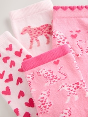 Pink/Red Hearts Leopard Ankle Socks 4 Pack - Image 6 of 7