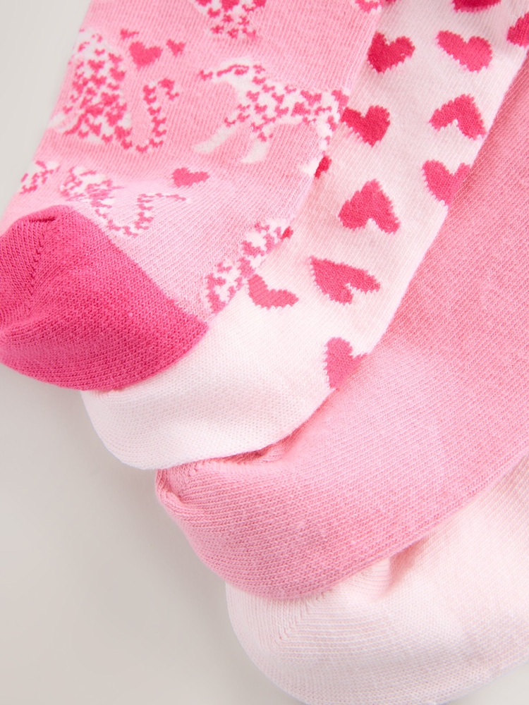 Pink/Red Hearts Leopard Ankle Socks 4 Pack - Image 7 of 7 Pink/Red Hearts Leopard Ankle Socks 4 Pack - Image 7 of 7