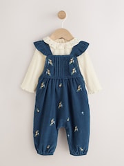 Navy Floral Cord Baby Dungarees And Bodysuit Set 2 Piece (0mths-2yrs) - Image 1 of 5