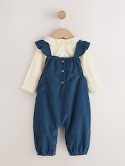 Navy Floral Cord Baby Dungarees And Bodysuit Set 2 Piece (0mths-2yrs) - Image 2 of 5