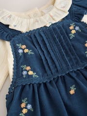 Navy Floral Cord Baby Dungarees And Bodysuit Set 2 Piece (0mths-2yrs) - Image 3 of 5